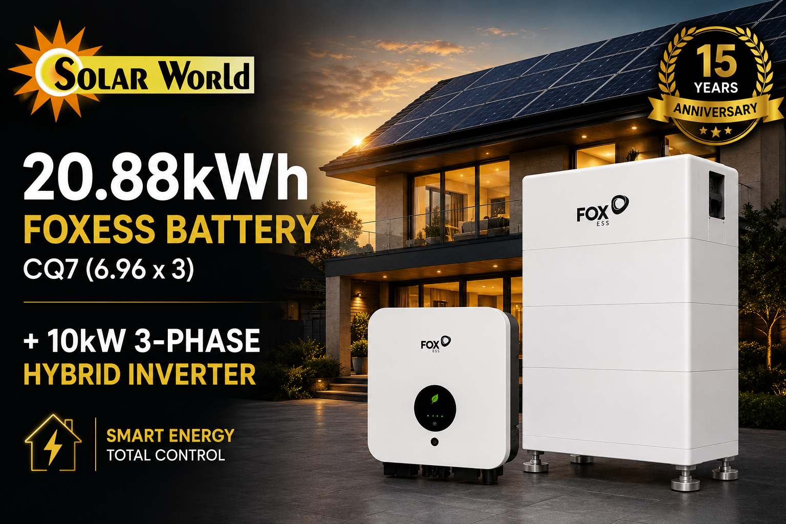 20.88 KW Foxess Battery CQ7 ( 6.96 x 3)  + 10kw hybrid inverter 3 phase